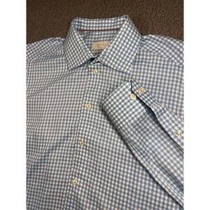 Eton Shirt Mens Size 42 16.5 Slim Ginham Blue White Check Contemporary Button Up